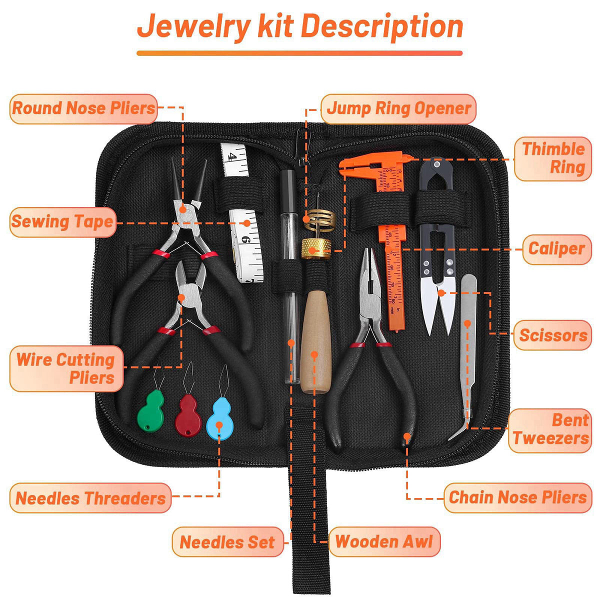 Audab Jewelry Wire Wrapping Jewelry Making Supplies Kit, Ring Sizer Measuring Tools Kit with Tools, Ring Craft Wires, Je