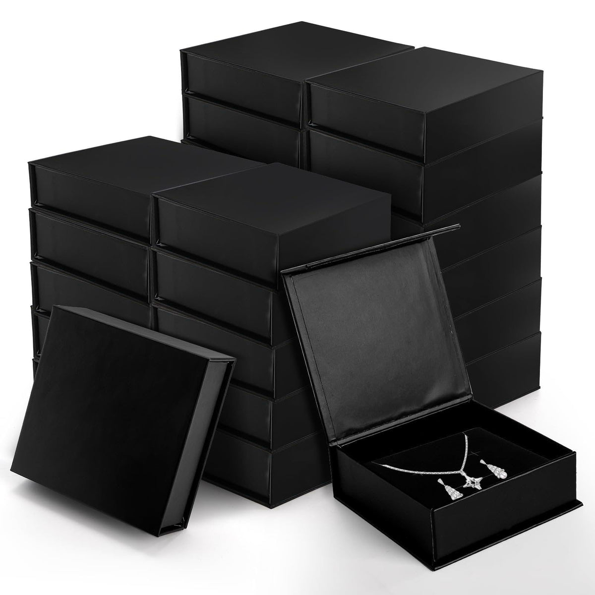 Covzoe 24 Pack Cardboard Jewelry Boxes, 3.6 x 3.6 x 1.3 Inch – Black White, Cardboard and Sponge Cardboard and Sponge, 3