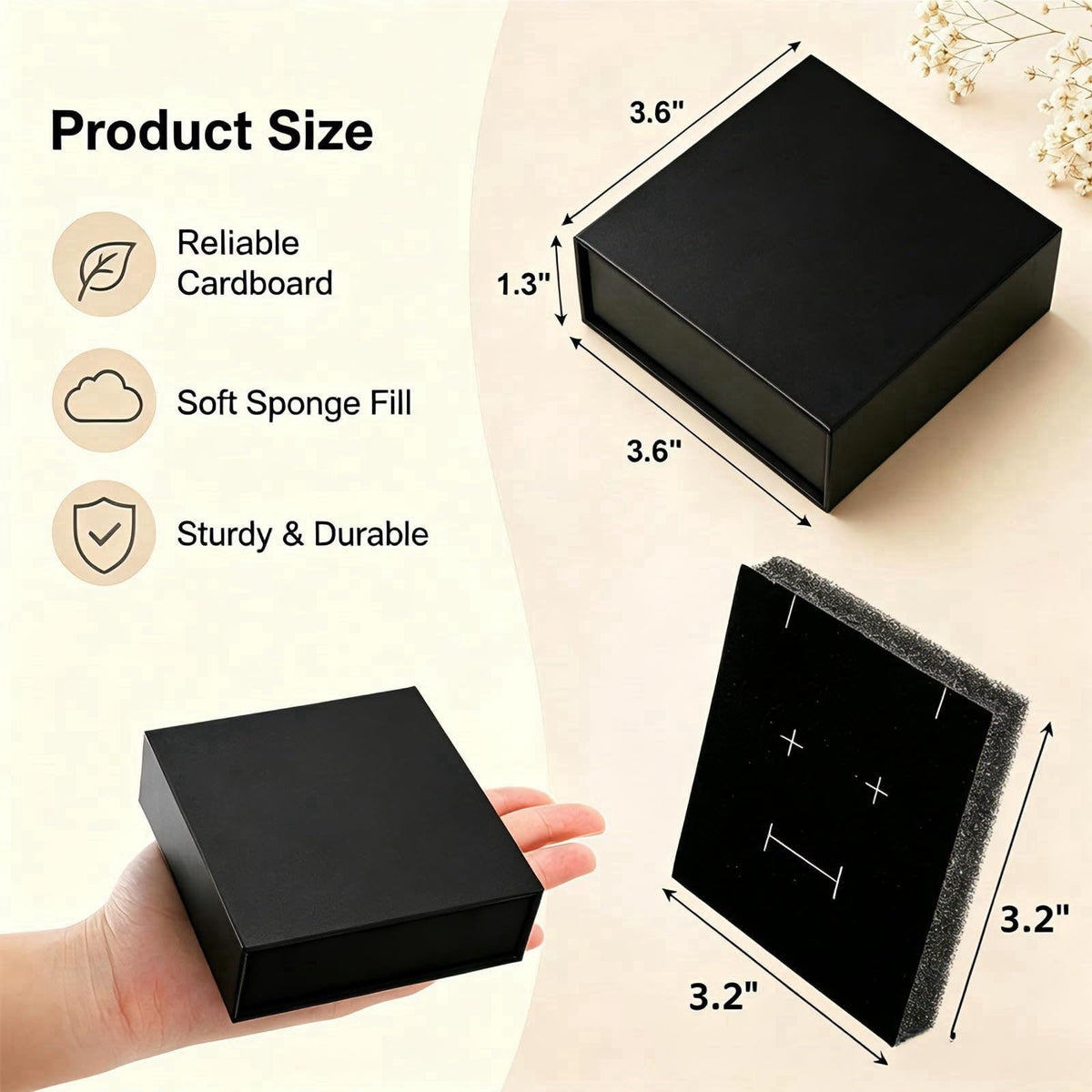 Covzoe 24 Pack Cardboard Jewelry Boxes, 3.6 x 3.6 x 1.3 Inch – close-up detail in Black White