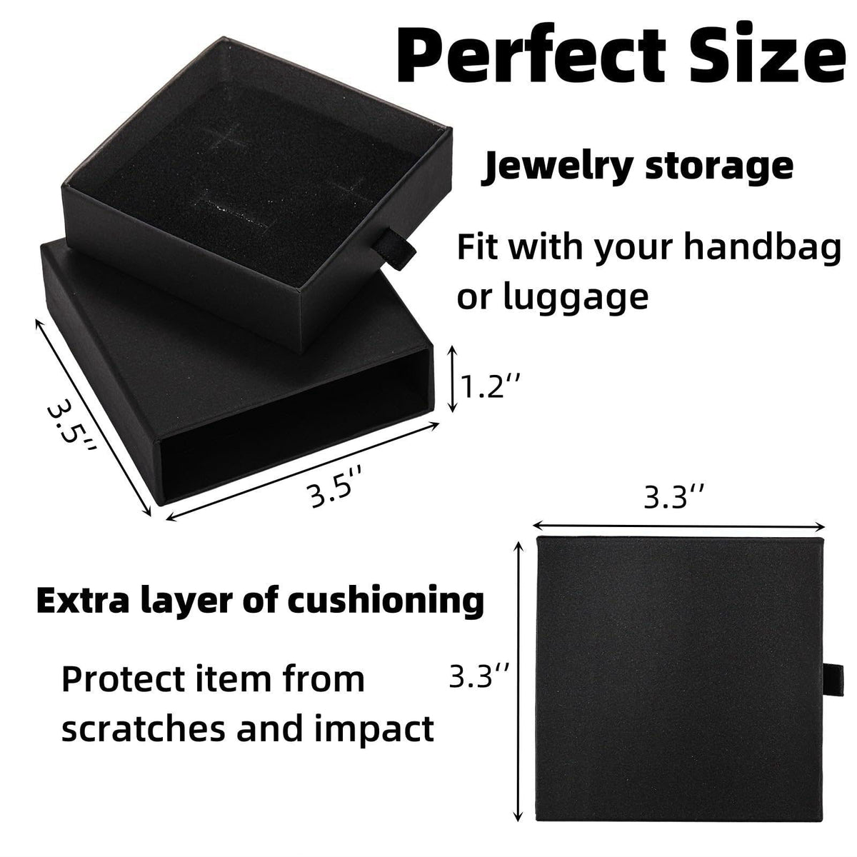 WRINGKIT 24 Pack Jewelry Gift Boxes, 3.5x3.5x1.2 Inch, Black – packaging and label