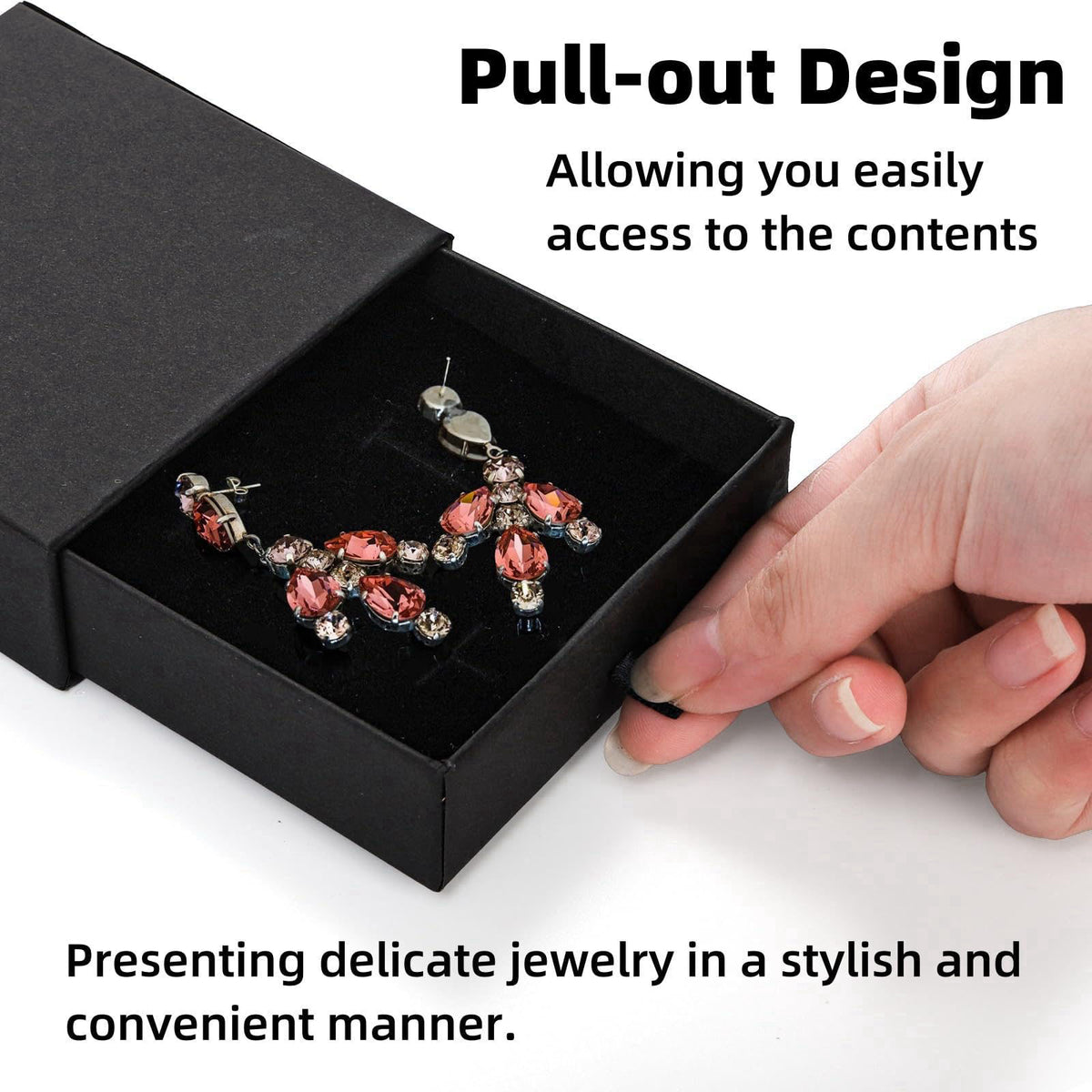 WRINGKIT 24 Pack Jewelry Gift Boxes, 3.5x3.5x1.2 Inch, Black – full view