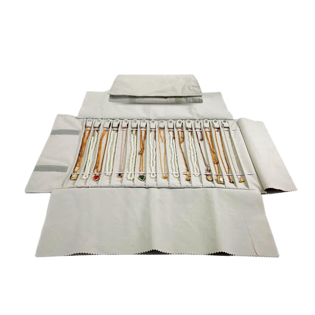 SCIKHEFT Travel Necklace Organizer, Portable Jewelry Storage Case, 16 Slots – product photo (Jewelry Rolls)