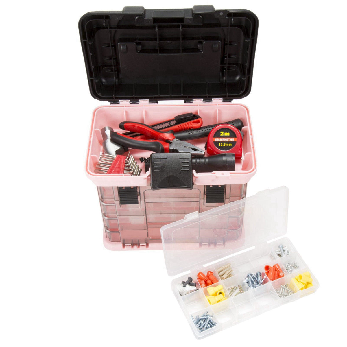 Stalwart Portable Tool Box for Women or Men, Pink, 10 x 7 x 10.5in – product photo (Tool Boxes)