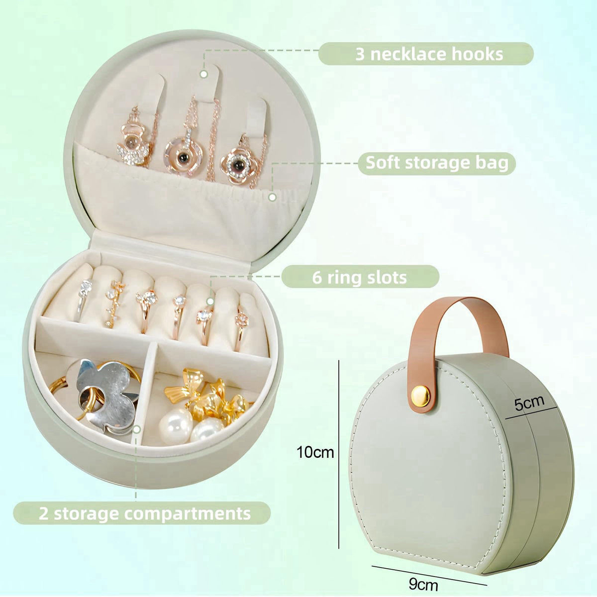 TIMEFASHION 12Pcs Portable Travel Jewelry Case for Women (Green) – packaging and label