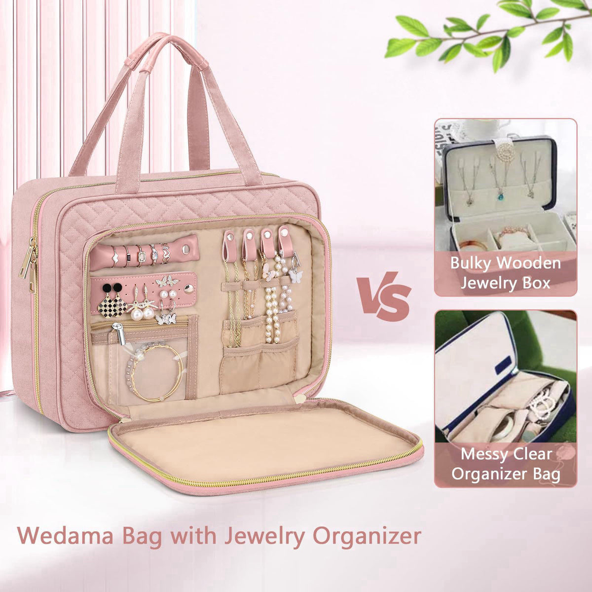 Wedama Toiletry Bag for Women, Hanging Travel Toiletry Bag with Jewelry Organizer Compartment Large Makeup Bag, PVC Wate
