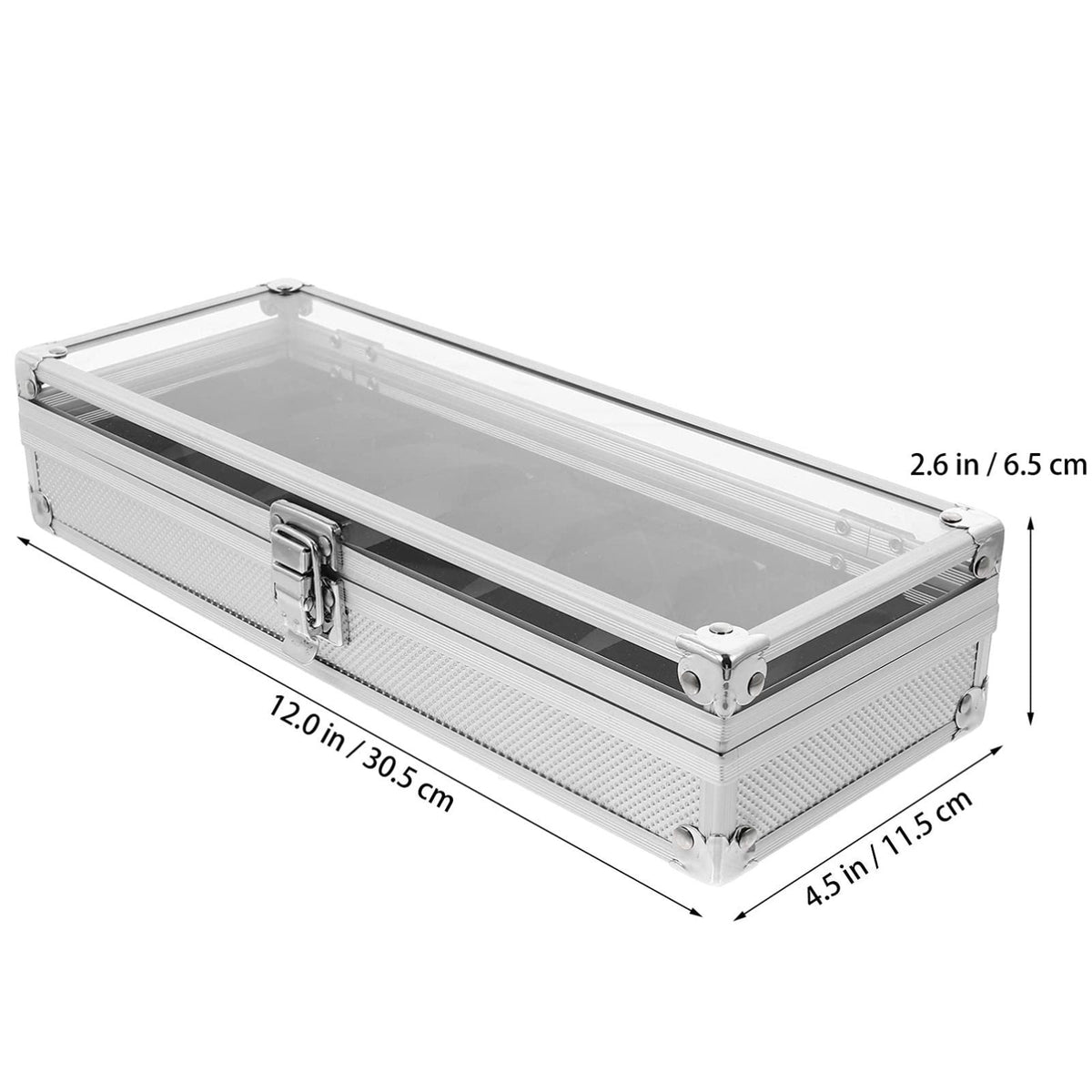 Cabilock Aluminium Watch Storage Box with Window, 6 Slot Silver – packaging and label