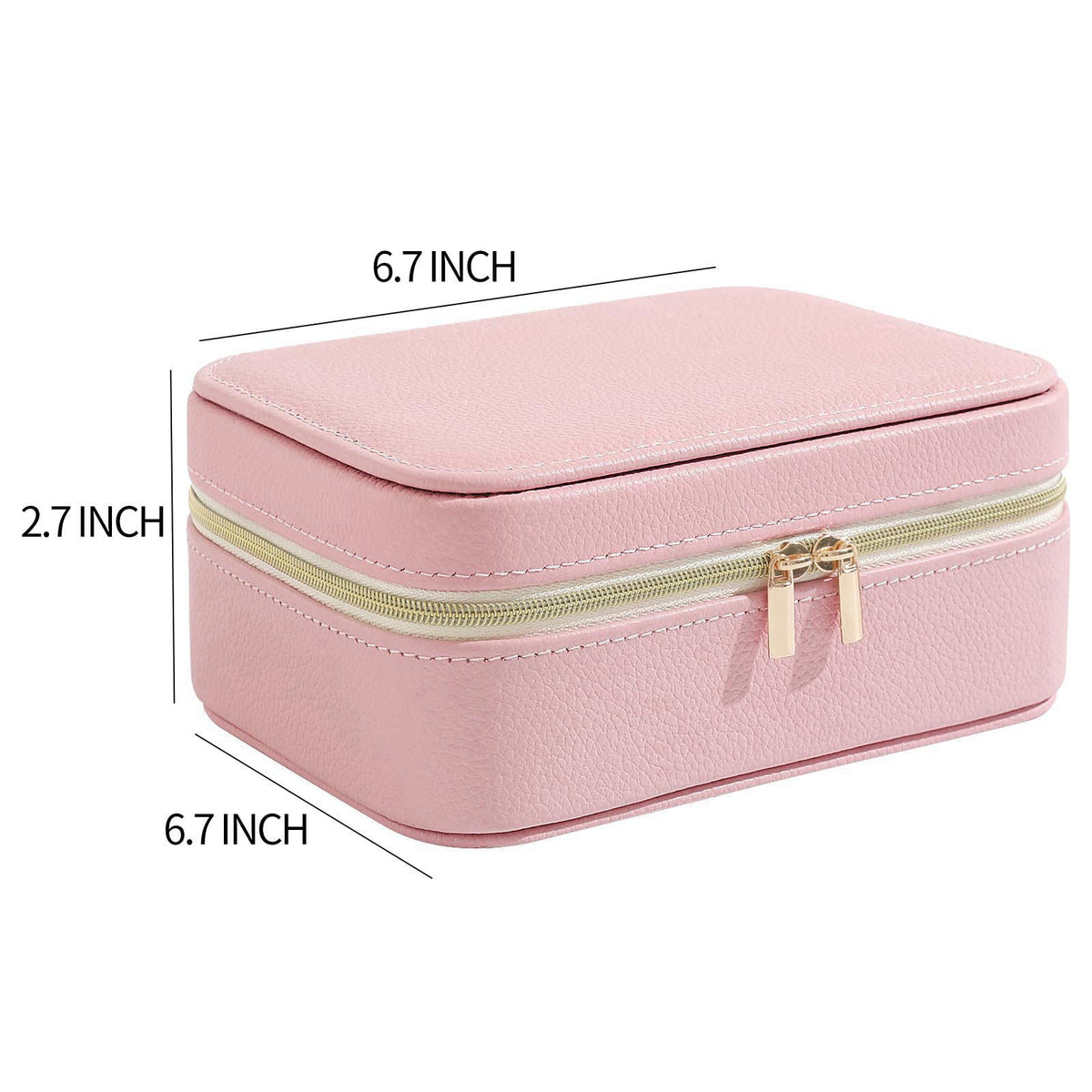 NGVRC Genuine Leather Travel Jewelry Organizer Case with 6 Zipper Bags for Women, Small Mini Portable Jewelry Box for Ri