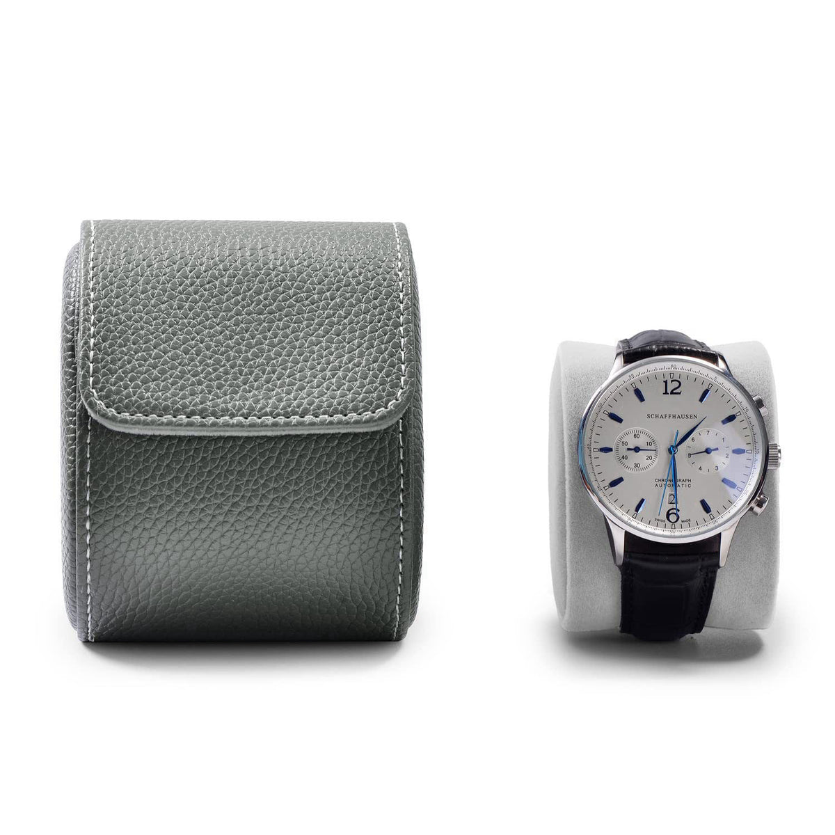 Oirlv Leather Travel Watch Case Single Watch Portable Box for Women – back view and specifications
