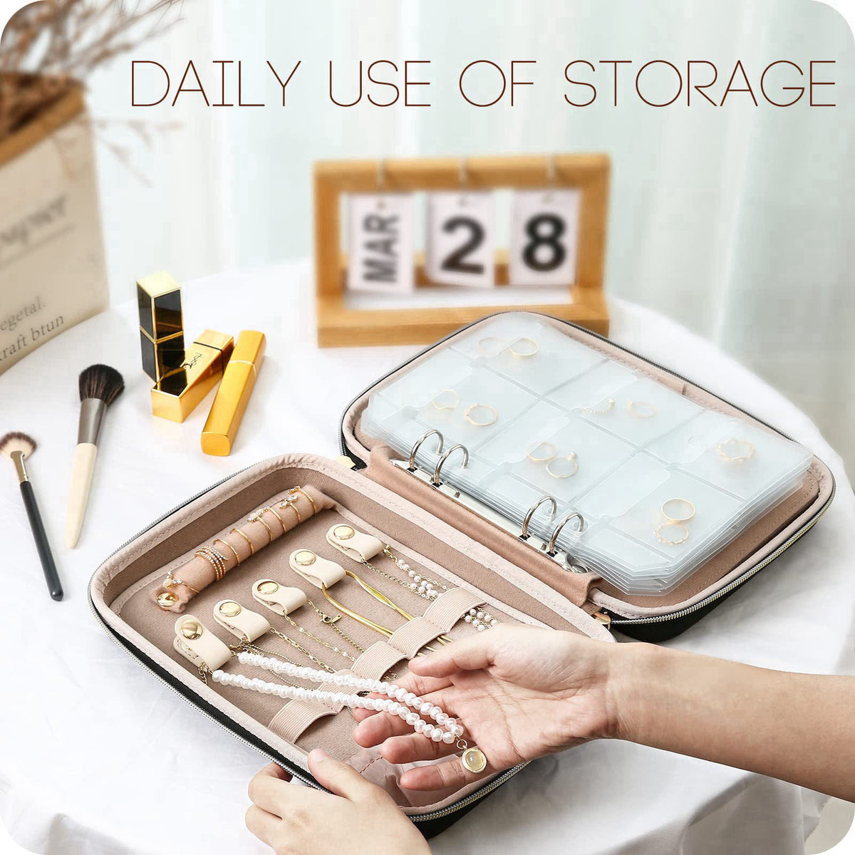 ProCase Large Travel Jewelry Organizer Case, Jewellery Home Storage Book Ring Binder with Clear Pockets for Presentation