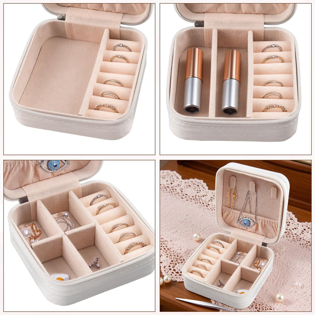 QUYLIXX 12 Pcs Mini Travel Jewelry Case Bridesmaid Proposal Gift Boxes Small Jewelry Organizer PU Leather Earring Organi