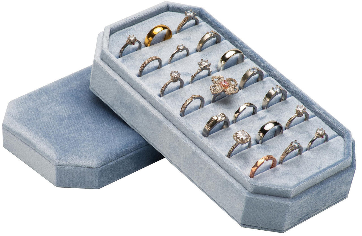 COWFEX Velvet Ring Organizer Display Tray Jewelry Box Earring Holder Case