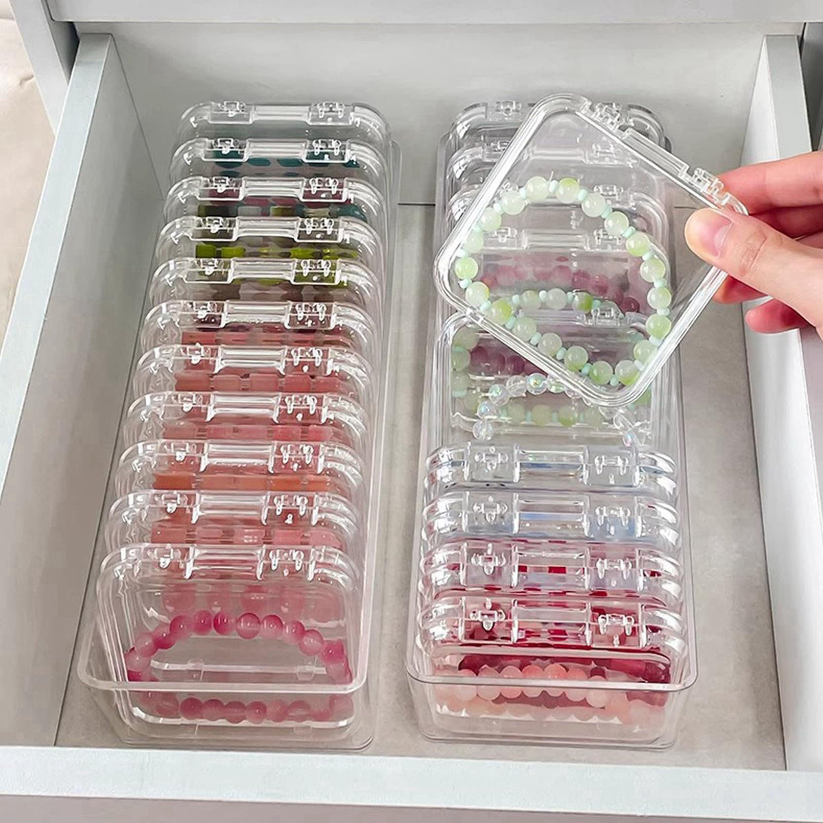 SZCYKJMY Acrylic jewelry box, crystal storage box, crystal bracelet transparent desktop storage box, portable jewelry bo