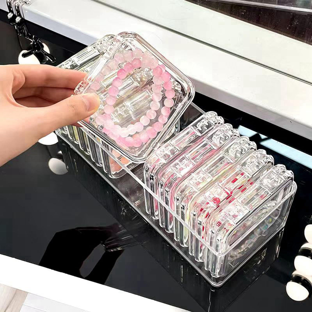 SZCYKJMY Acrylic jewelry box, crystal storage box, crystal bracelet transparent desktop storage box, portable jewelry bo