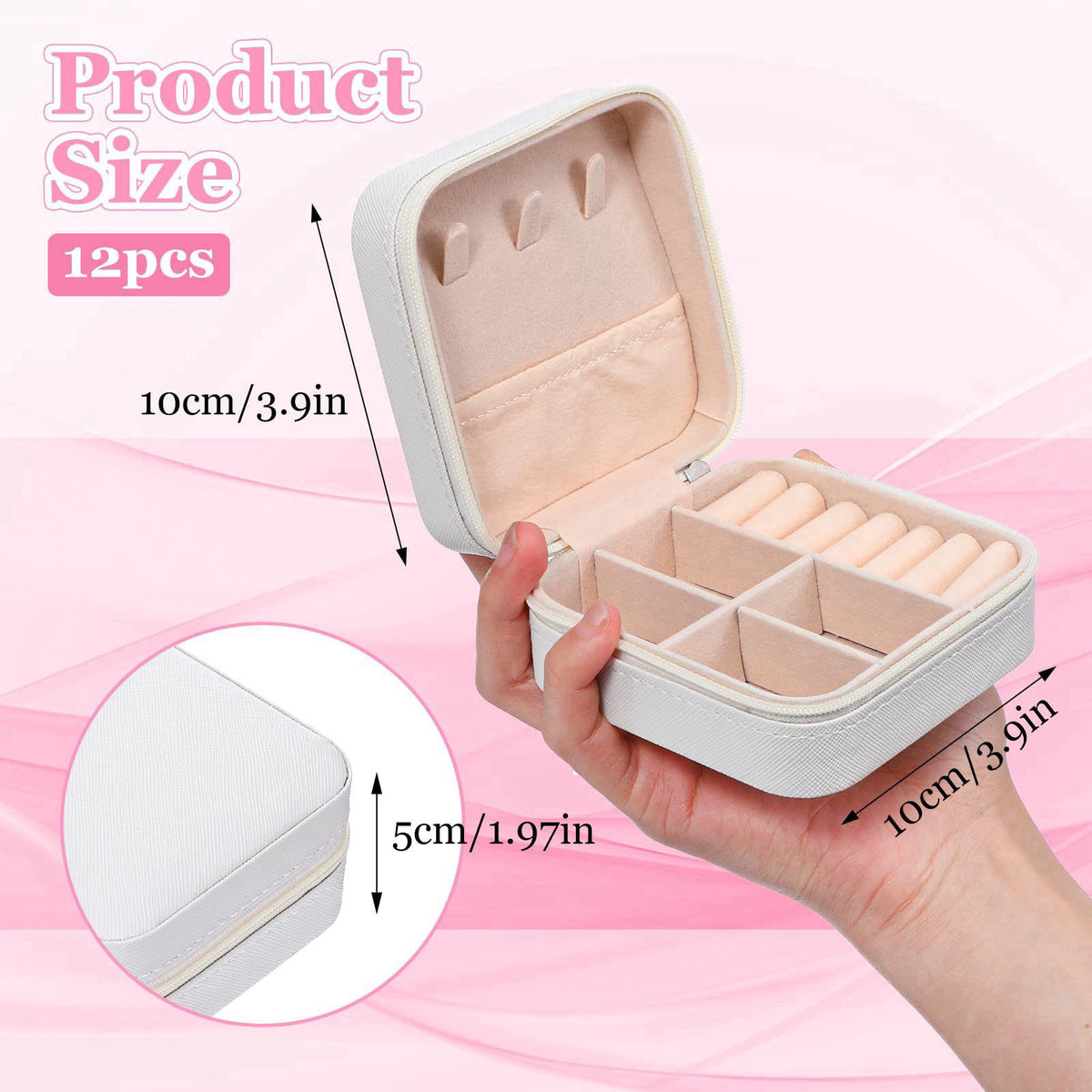 Meyeyaia 12pcs Mini Travel Jewelry Case,White Bridesmaids Proposal Small Jewelry Box Mini Jewelry Organizer,Small PU Lea