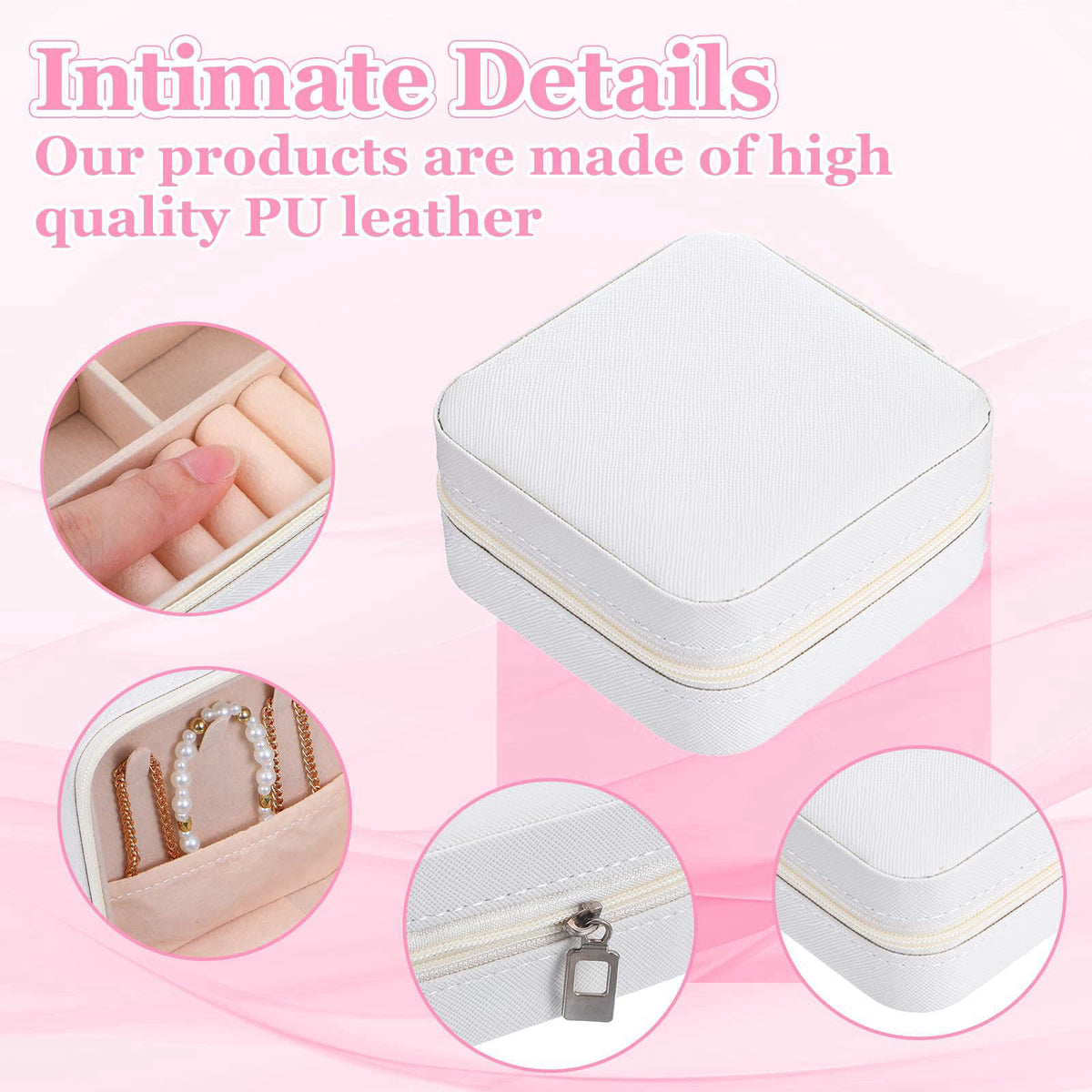 Meyeyaia 12pcs Mini Travel Jewelry Case,White Bridesmaids Proposal Small Jewelry Box Mini Jewelry Organizer,Small PU Lea