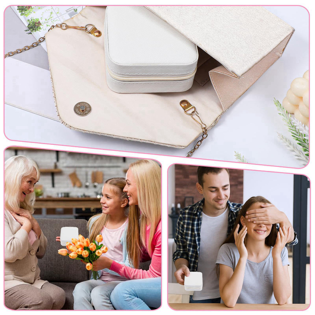 Meyeyaia 12pcs Mini Travel Jewelry Case,White Bridesmaids Proposal Small Jewelry Box Mini Jewelry Organizer,Small PU Lea