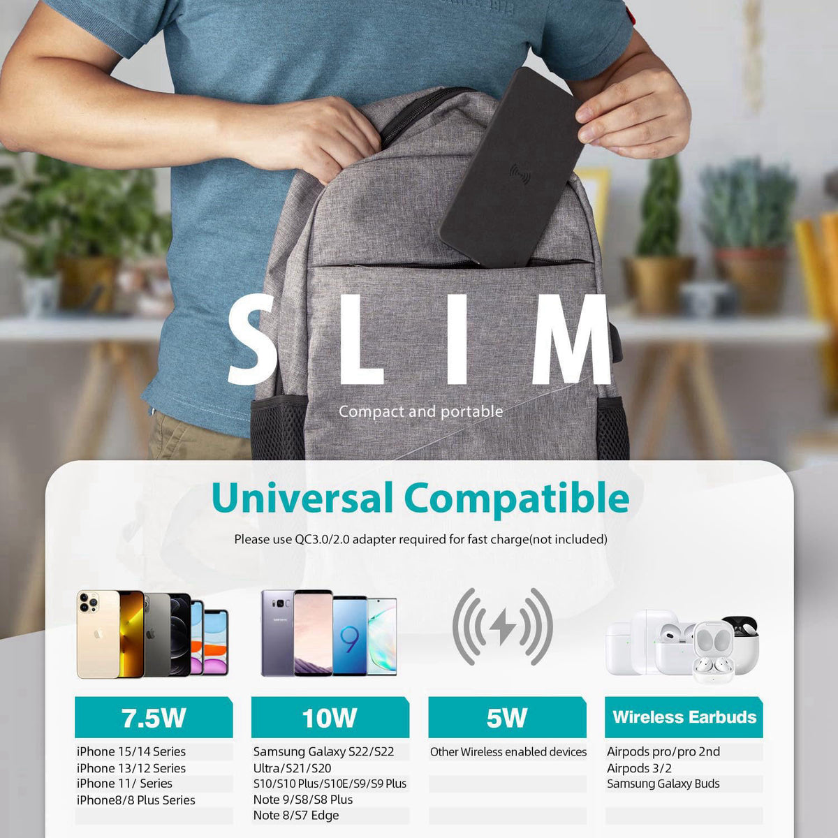 wireless future charger Valet Tray, Built in Wireless Charging Pad, Nightstand Organizer – close-up detail