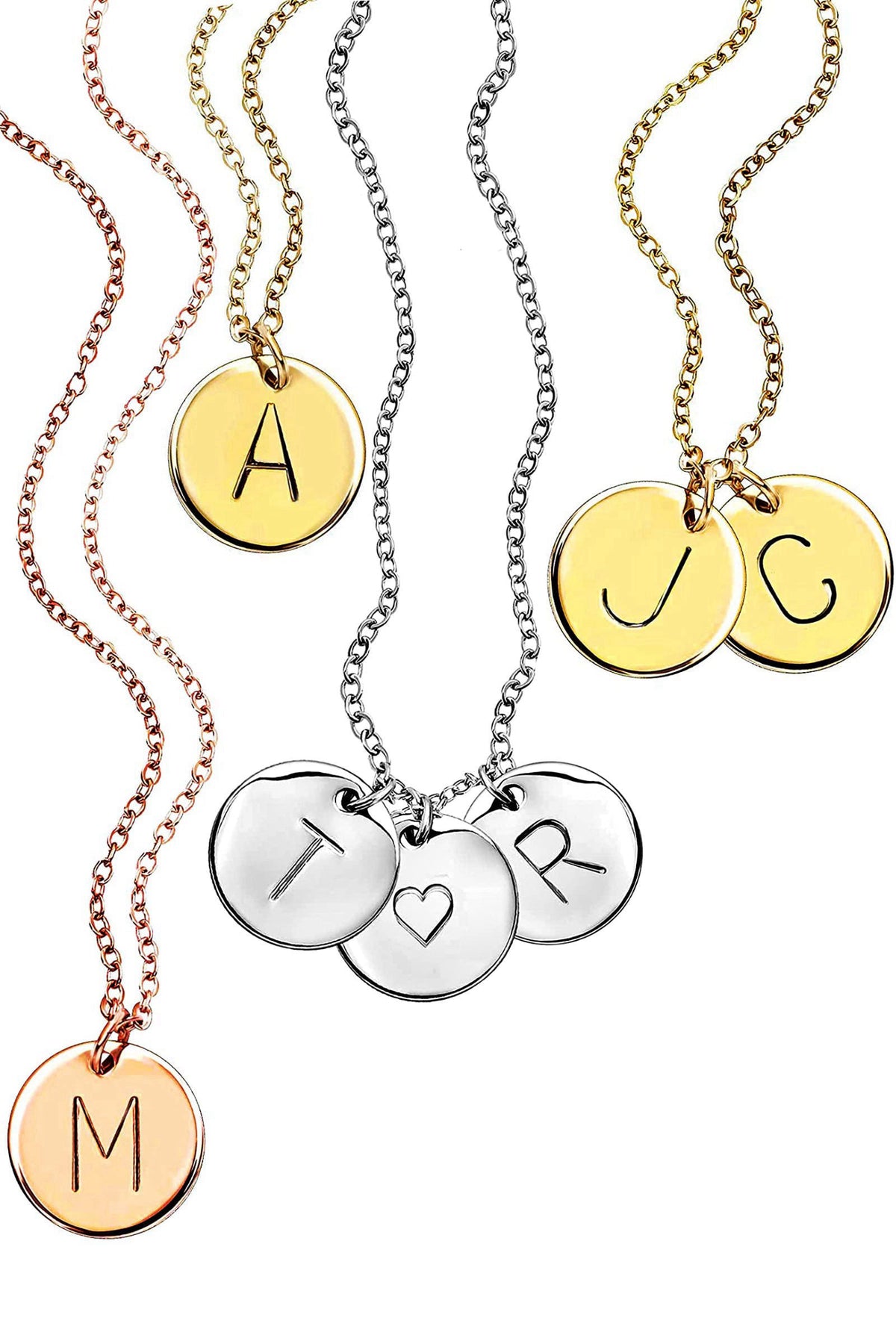 MignonandMignon Monogram Necklaces for Women, Personalized Disc Necklace for Best Friend – Gold-plated / Rosegold-plated
