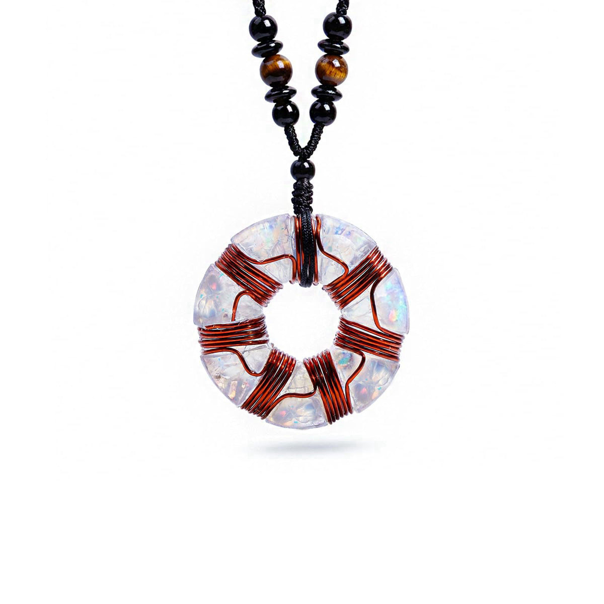 Day Day Up 7 Chakra Orgonite Pendant Necklace - Energy Healing Crystal Stone Pendant with Copper Wire Coil, Handmade Yog
