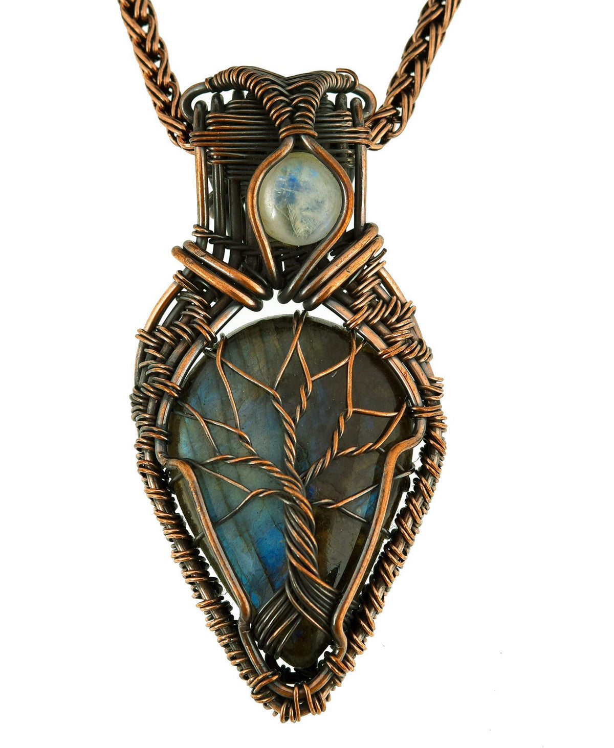 Copperie Stunning Handmade Copper Wire Wrapped Multi-Gemstone Pendant Necklace 20" - Perfect for Spiritual Connectio