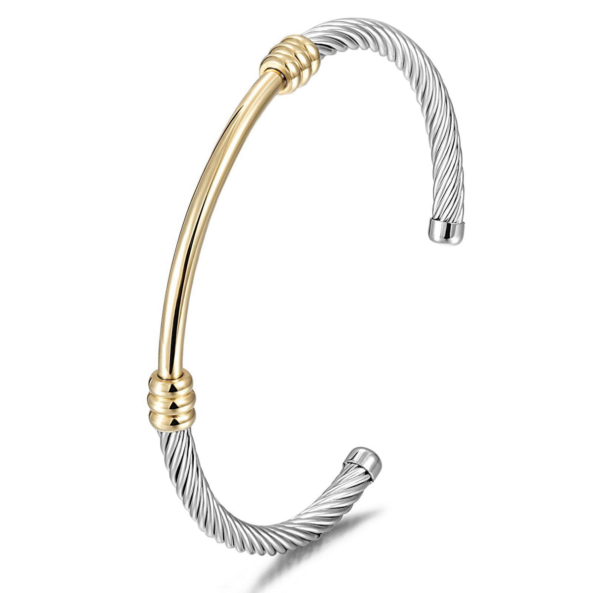 WISTIC Gold Bracelet Bangle for Women Silver Mixible Cable Wire Cuff Twisted Chunky Polished Bracelet For Men Stainless 