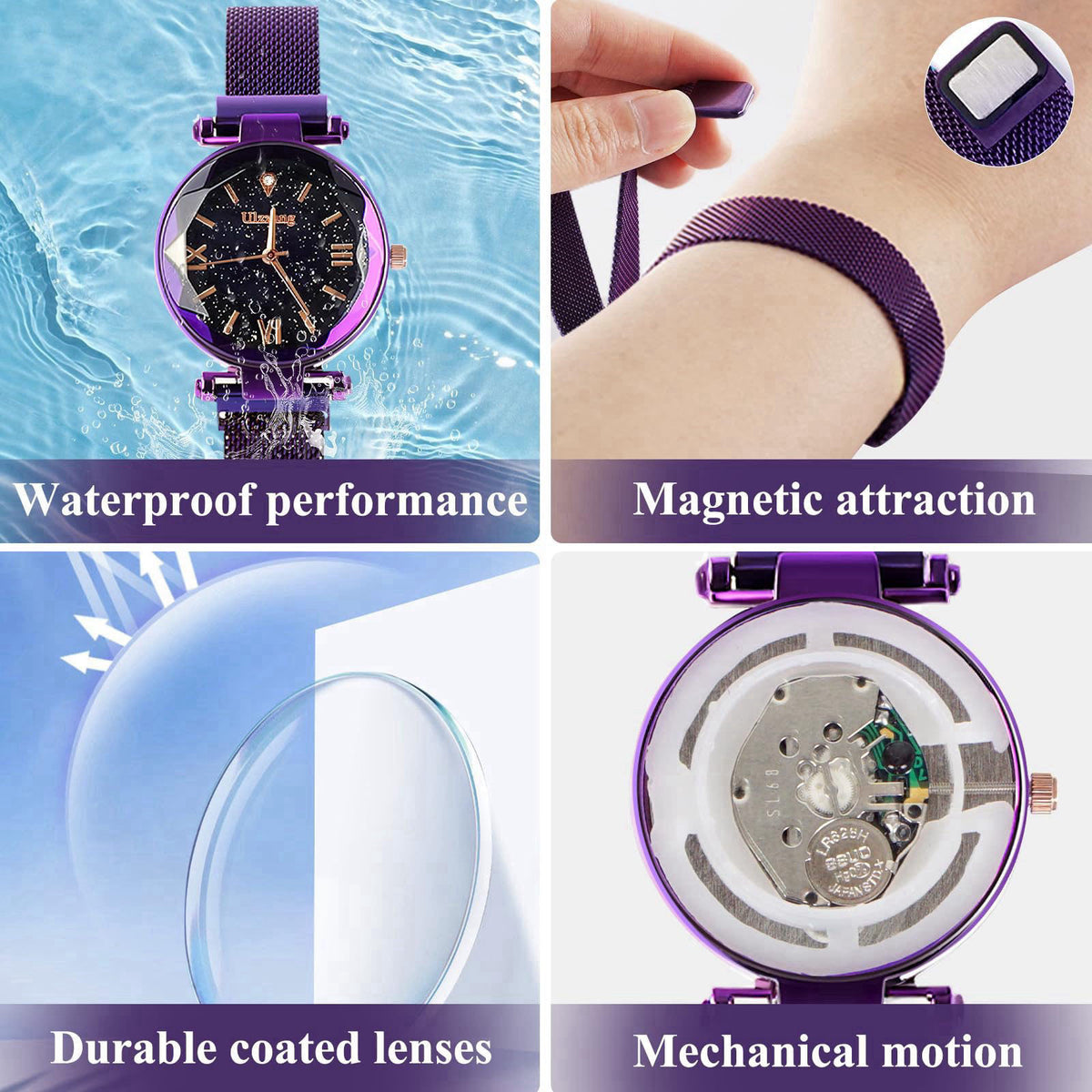 FUNGORGT Luxury Quartz Starry Sky Dial Ladies Wrist Watches,Magnetic Mesh Band Watch and Bracelet Set… – packaging and l