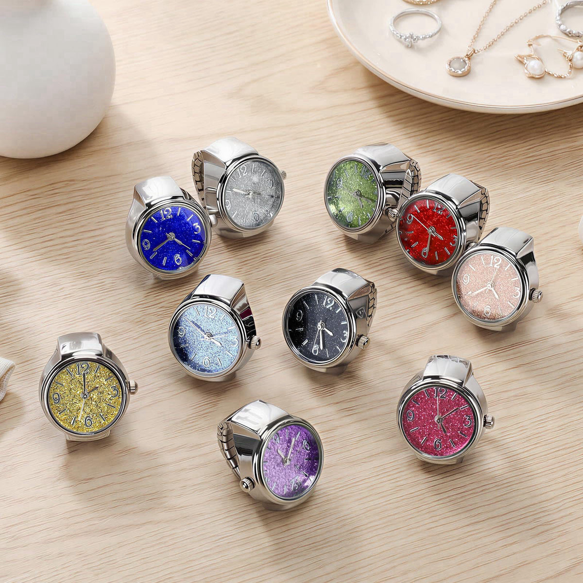 Landical 10 Pcs Finger Watches for Women Men – packaging and label