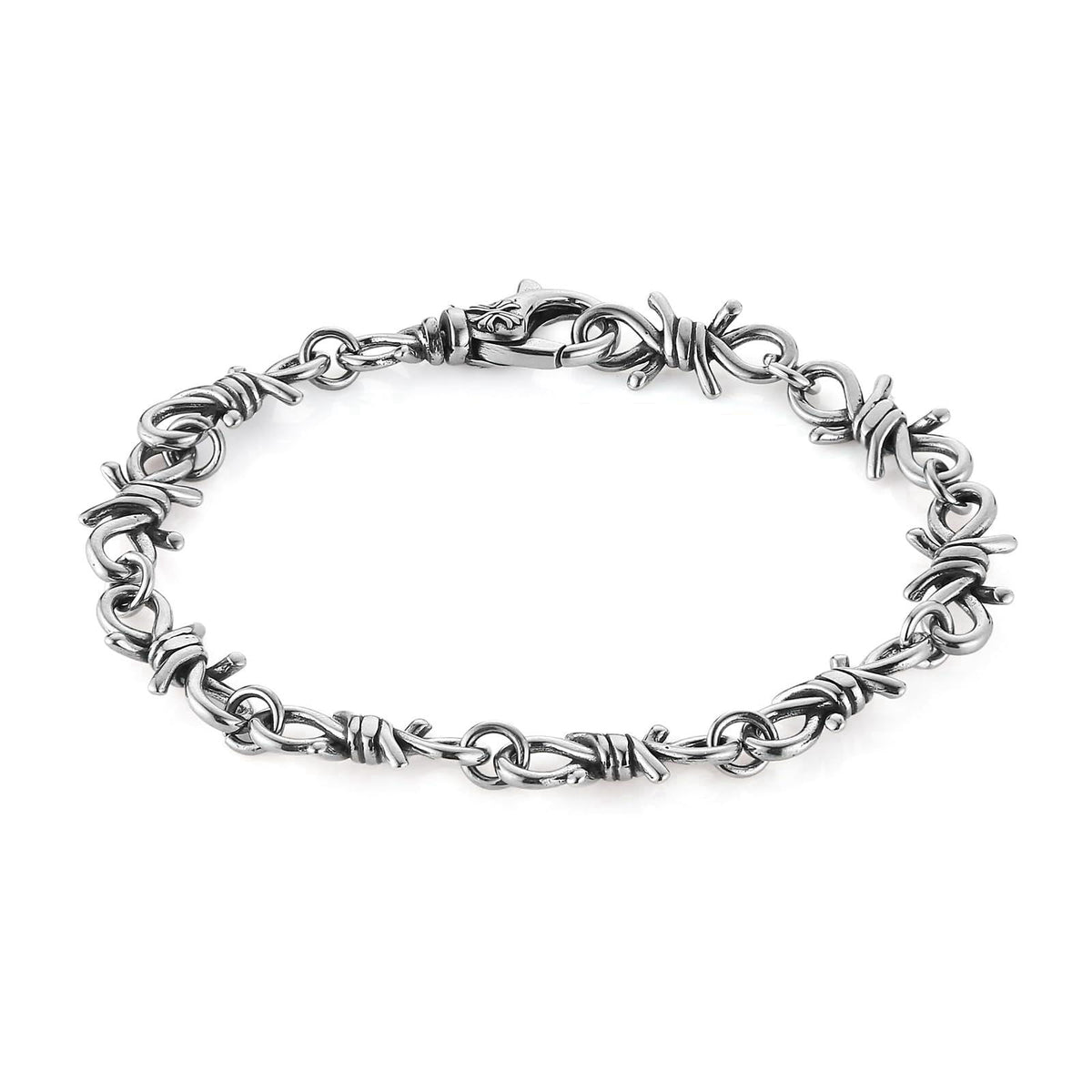 HZMAN Barbed Wire Bracelet for Men Biker Gothic Punk Stainless Steel Link Bracelet Jewelry Gift – product photo (Link)