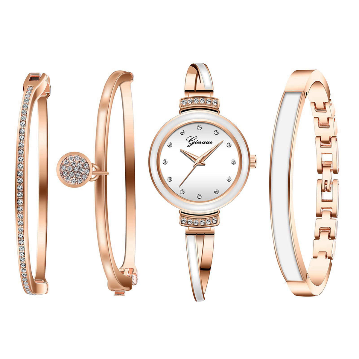 Avaner Bangle Watch and Bracelet Set, 4 Pcs Wrist Watch Bracelet Set Elegante Watch for Women – alternate angle