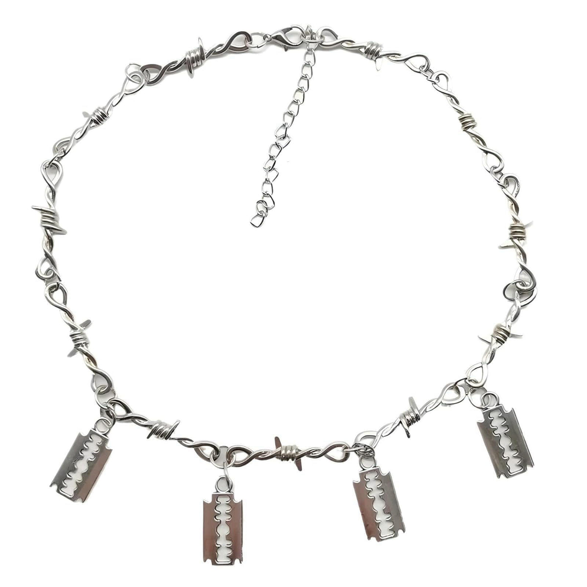925 Sterling Silver Blade Barbed Wire Necklace Bracelet For Men and Women - Barbwire Little Thorns Chain Choker Jewelry 