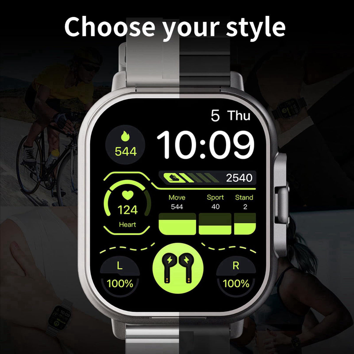 Jectse Smart Watch with Earbuds, 2.01 Inch HD Touch Screen Smart Watch for Men Women, Bluetooth Call Fitness Watch for i