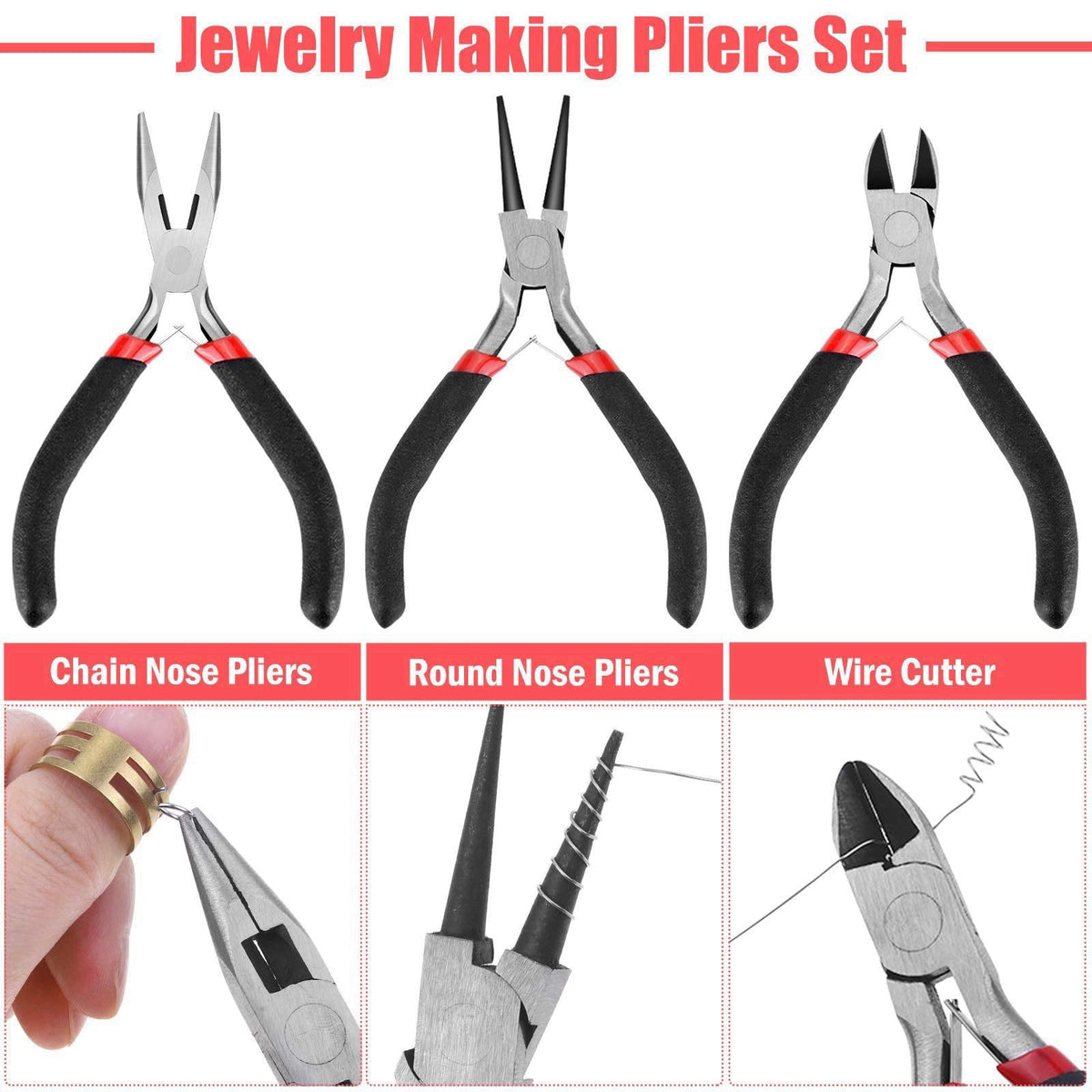 Thrilez Wire Wrapping for Jewelry Making, Repair and Beading Supplies Kit with Craft Ring Wire, Tools, Pliers and Jewelr
