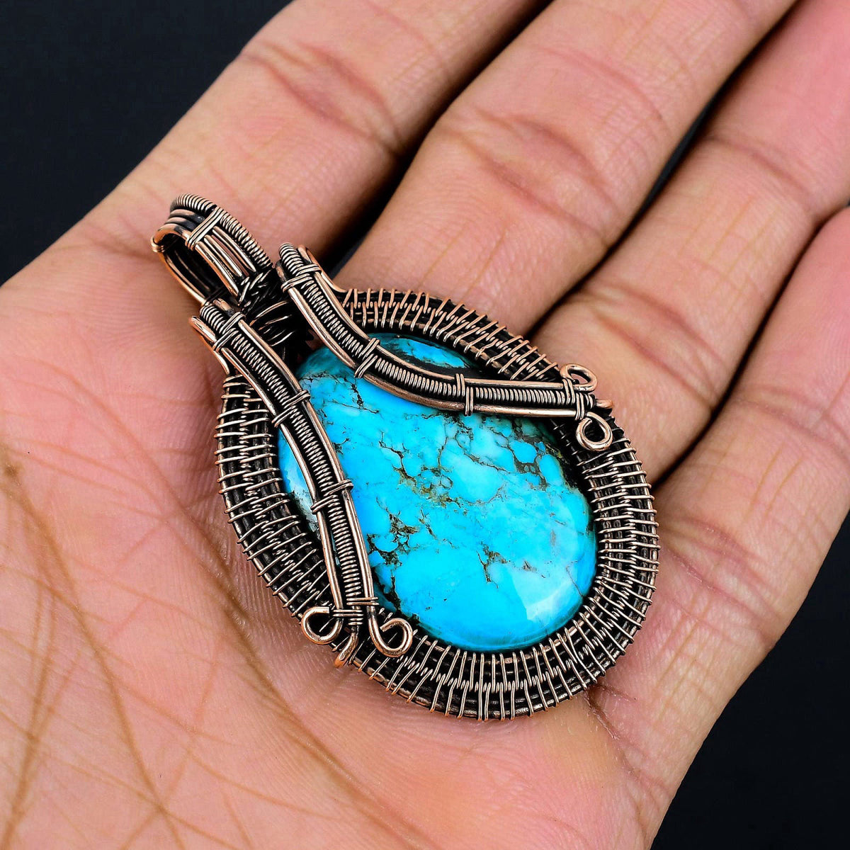 Copperie Natural Gemstone Pendant Copper Wire Wrapped Jewelry Necklace – full view
