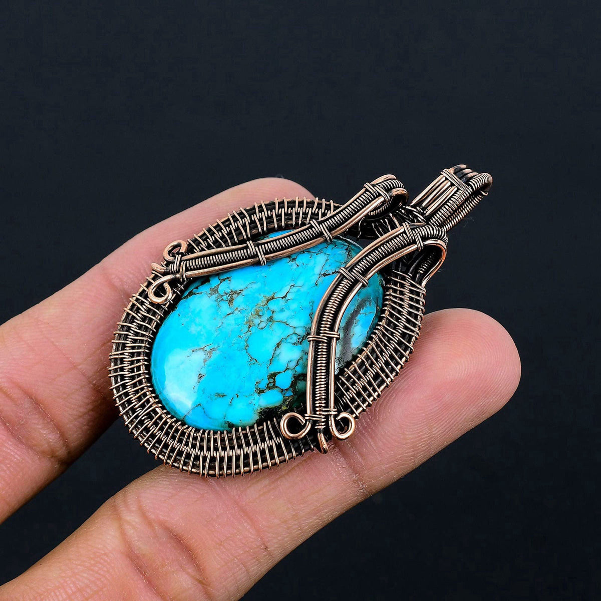 Copperie Natural Gemstone Pendant Copper Wire Wrapped Jewelry Necklace – alternate angle