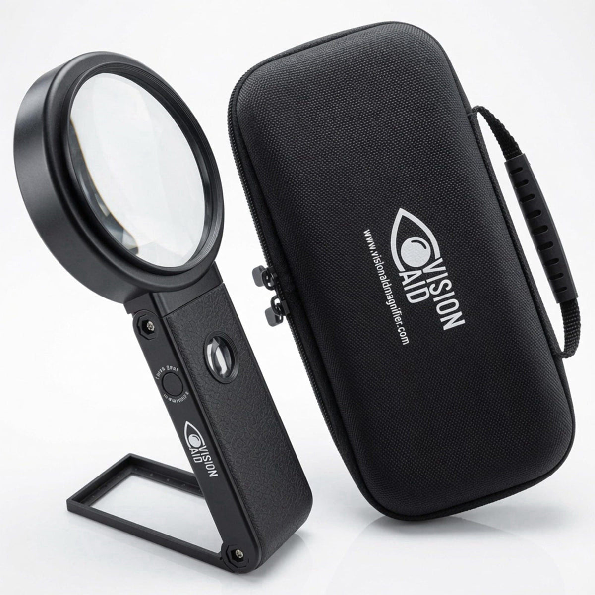 Vision Aid 30X 10X Hands-Free Magnifying Glass with Stand, USB Rechargeable LED Light, Storage Case | Handheld Magnifier