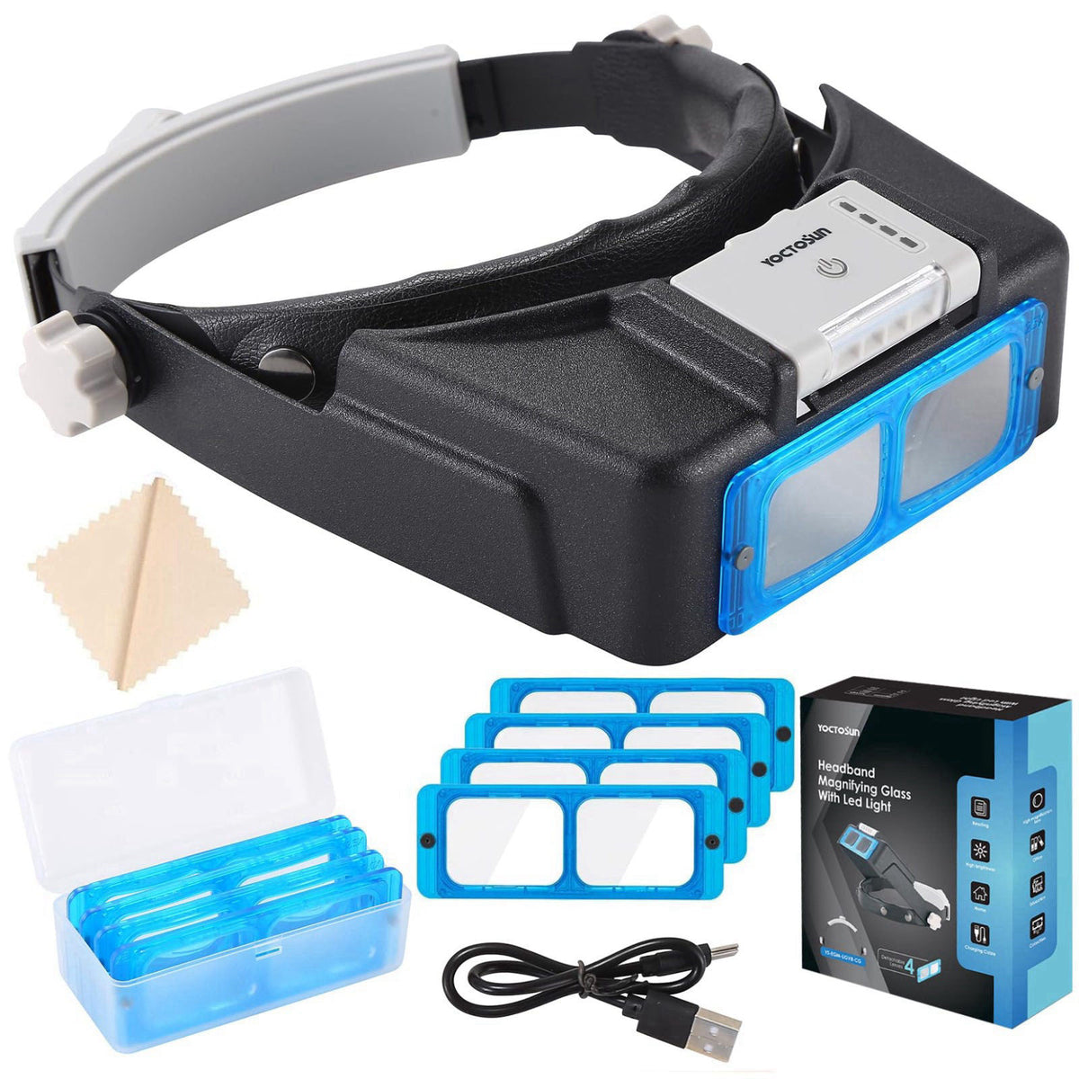 YOCTOSUN Magnifying Glasses with Light for Close Work, 1.5X-3.5X Headband Magnifier – product photo (Magnifiers)
