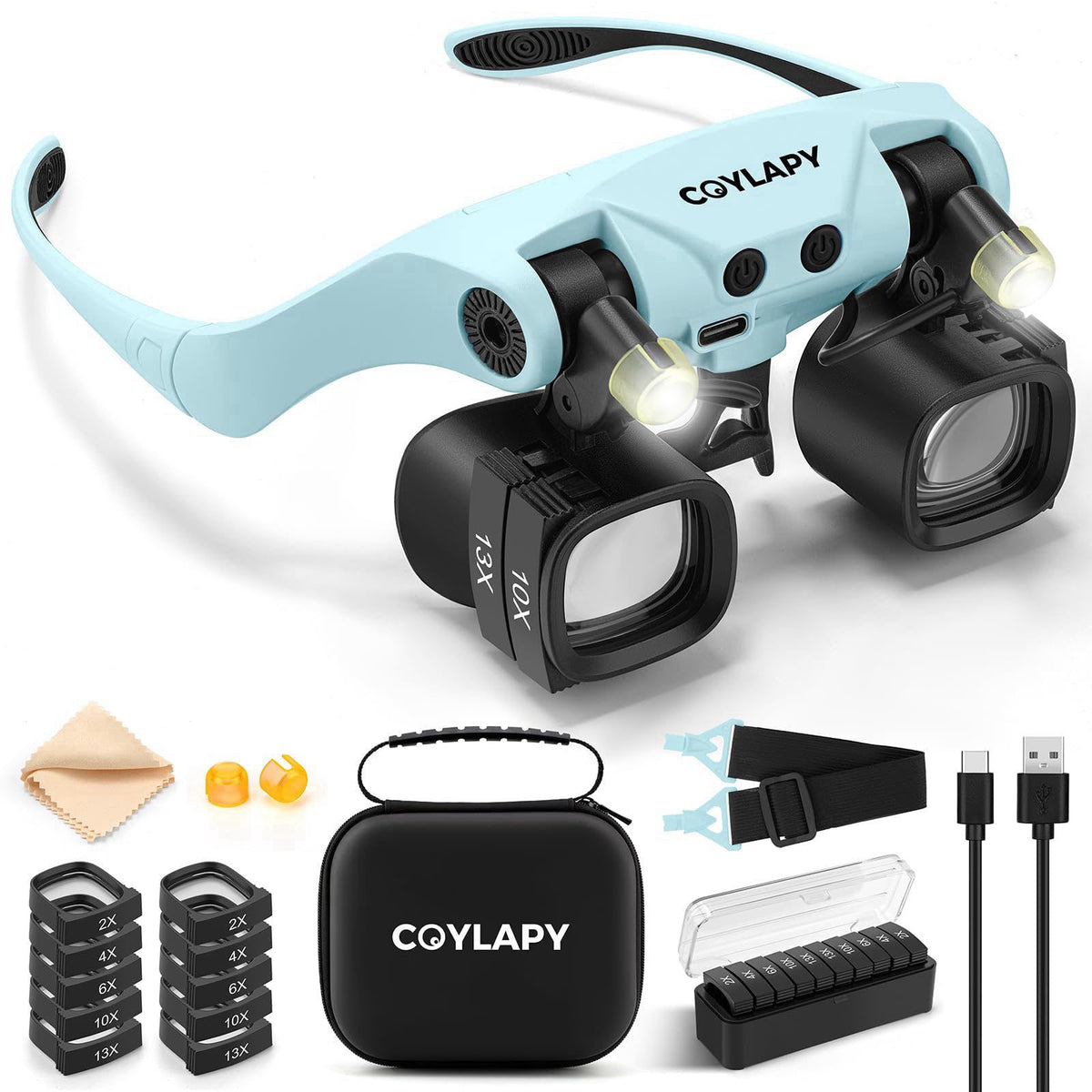 COYLAPY Magnifying Glasses for Close Work, Watch Repair (Blue) – product photo (Magnifiers)