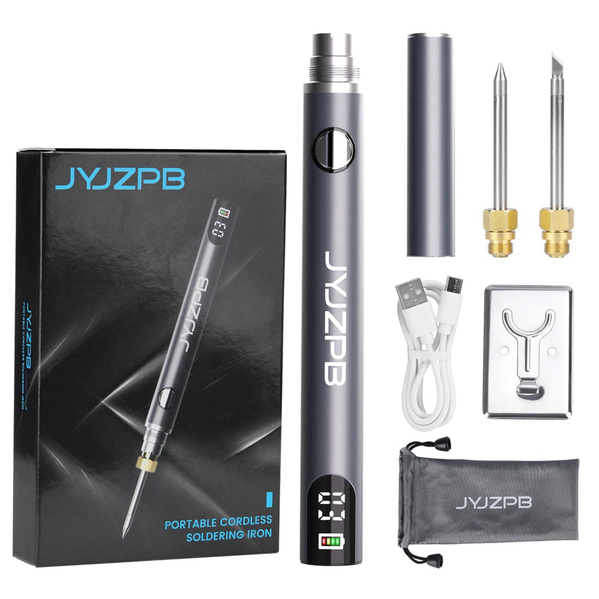 JYJZPB New Upgraded Cordless Rechargeable Soldering Iron Kit with Digital LCD
