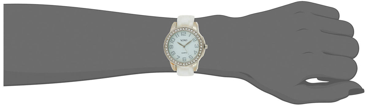 Accutime XOXO Women’s Silver-Tone Analog Watch with Crystal-Accent Bezel – 7 Interchangeable Silicone Bands – Stylish Qu