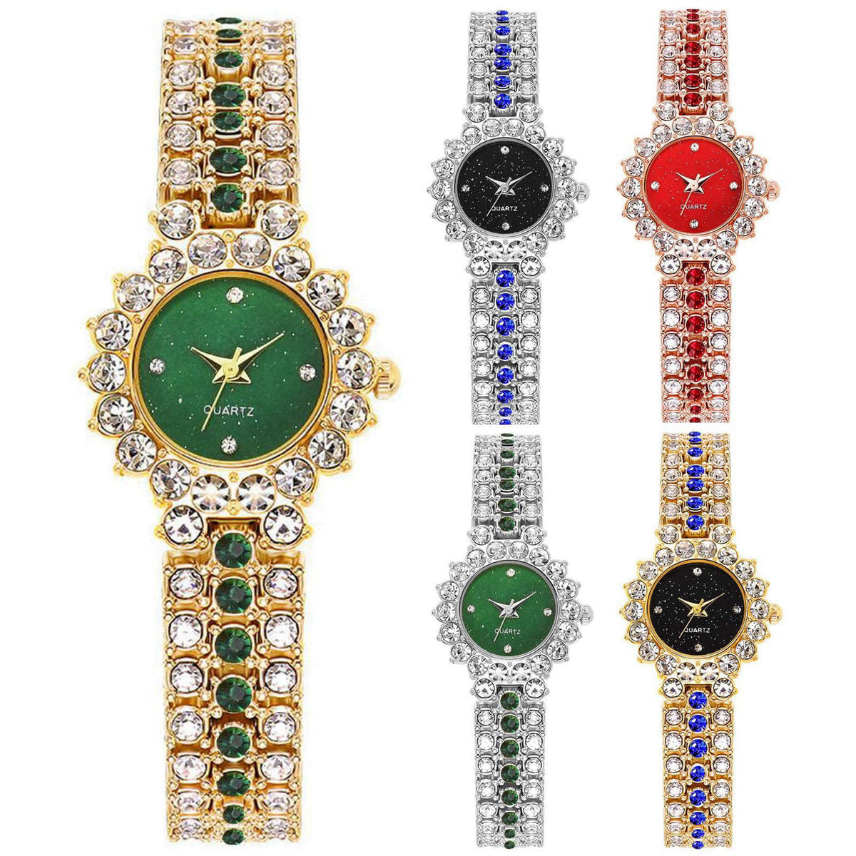 Dacdyi Diamond Watch Wholesale, 5 Pcs Shiny Rhinestone Bracelet Watches for Women Analog Quartz Wrist Watches – packagin