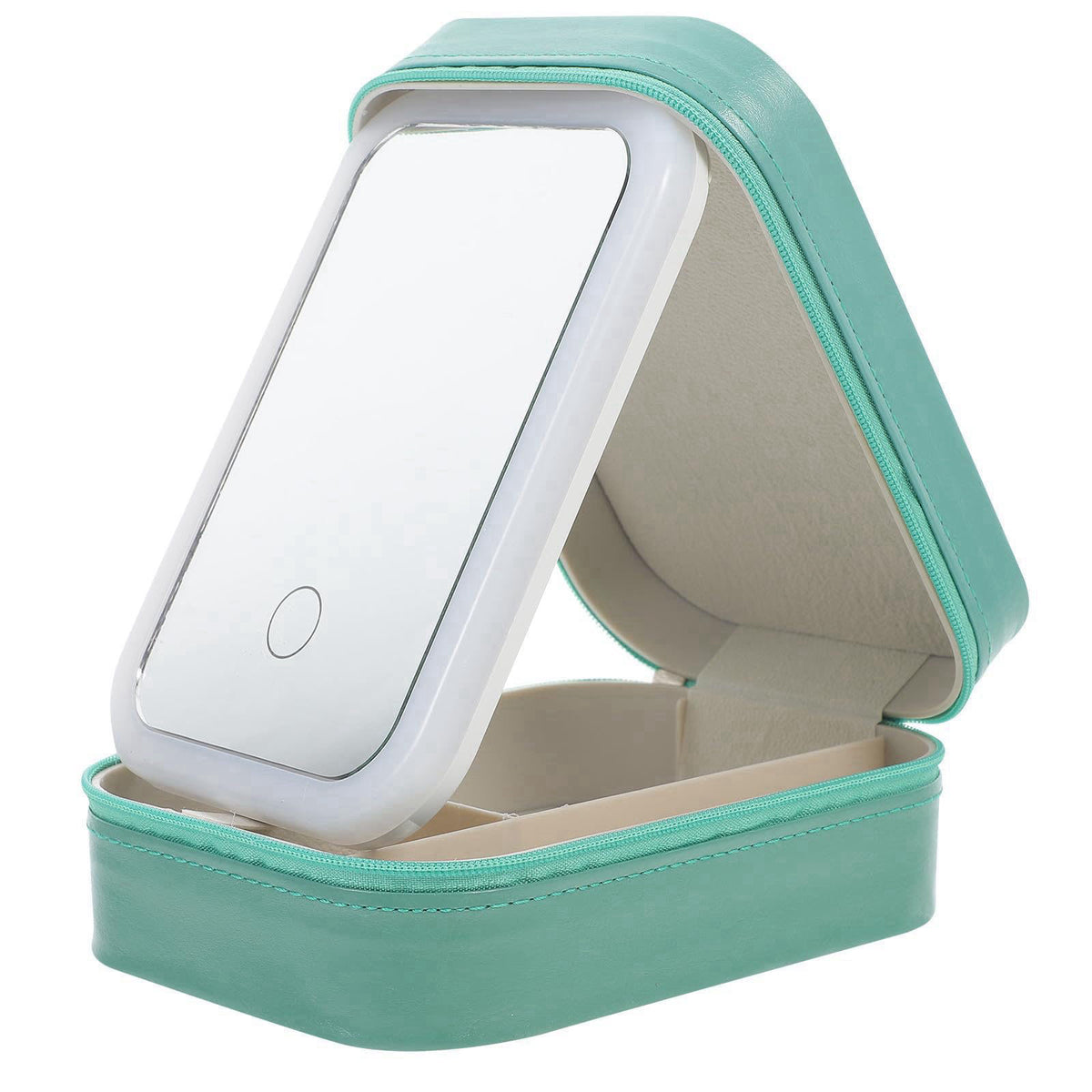 VILLCASE LED Mirror Makeup Bag Organizer with Divided Compartments, Green