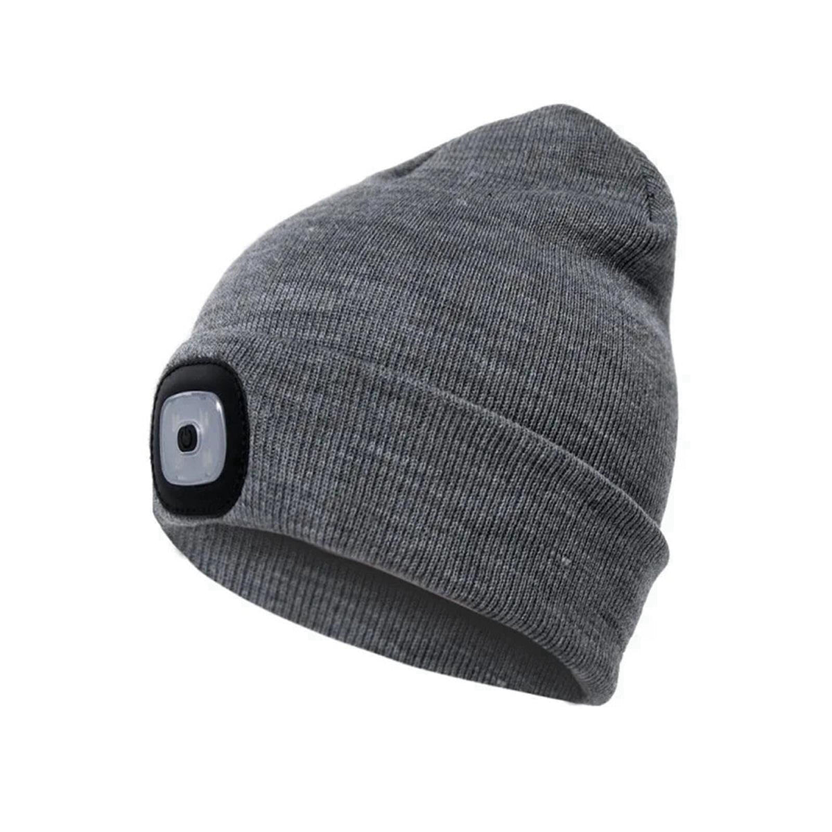 Wuduomei Winter Knit Beanie with Rechargeable LED Light – back view and specifications