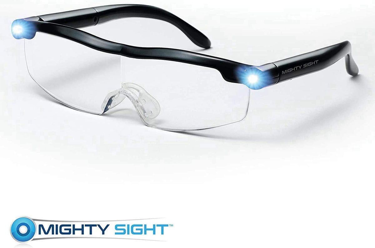 Ontel Mighty Sight LED Magnifying Eyewear, Black, Pack of 2 – packaging and label