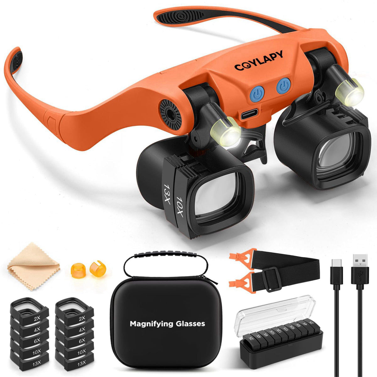 COYLAPY Magnifying Glasses for Close Work, Watch Repair (Orange) – product photo (Magnifiers)