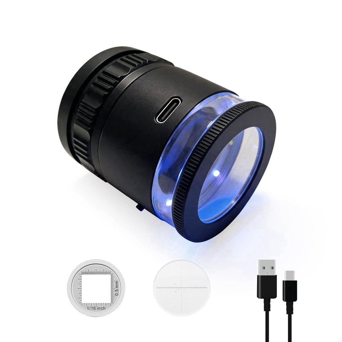 Dasourypro LED Scale Loupe Magnifier 10x Rechargeable with UV & UV Lights, 30mm Optical Lens Metal Gems Loupe Jewelry Lo