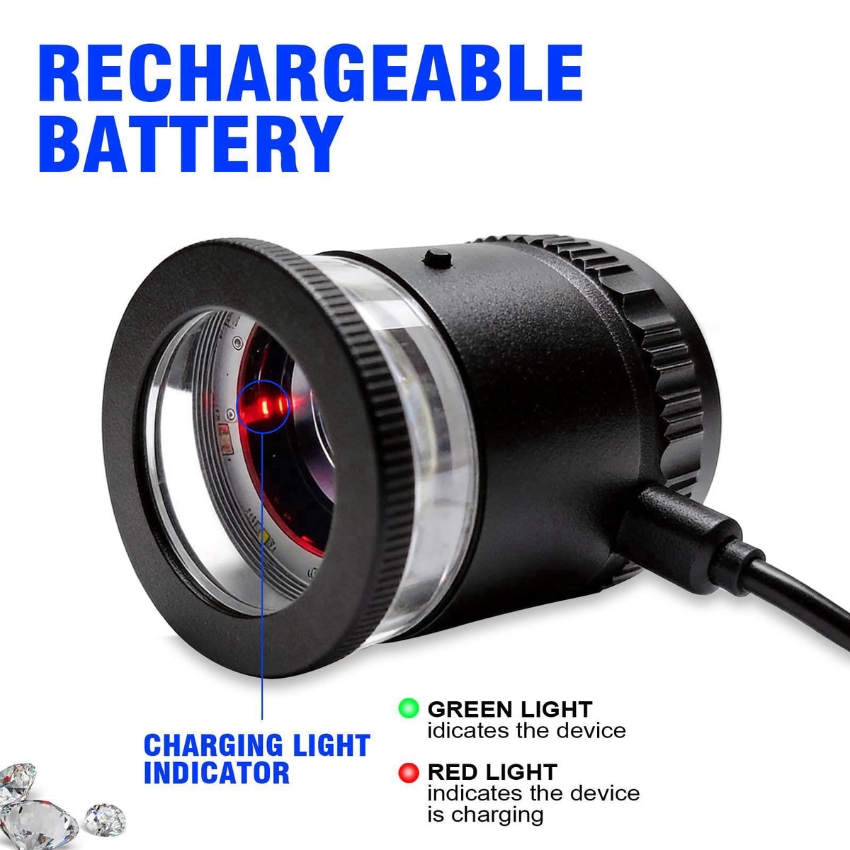Dasourypro LED Scale Loupe Magnifier 10x Rechargeable with UV & UV Lights, 30mm Optical Lens Metal Gems Loupe Jewelry Lo