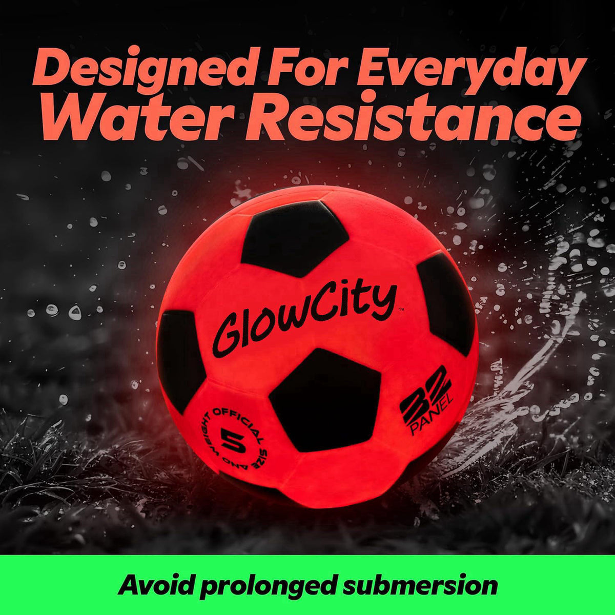 GlowCity Glow in The Dark Soccer Ball - Sizes 3, 4, 5 for Kids, Teens & Adults - Light Up Soccer Ball with 2 LED Lights 