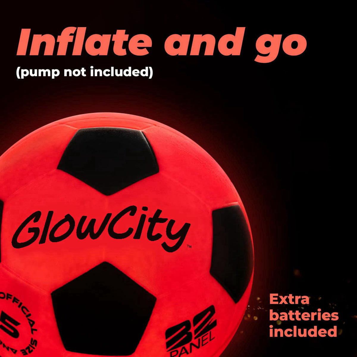 GlowCity Glow in The Dark Soccer Ball - Sizes 3, 4, 5 for Kids, Teens & Adults - Light Up Soccer Ball with 2 LED Lights 