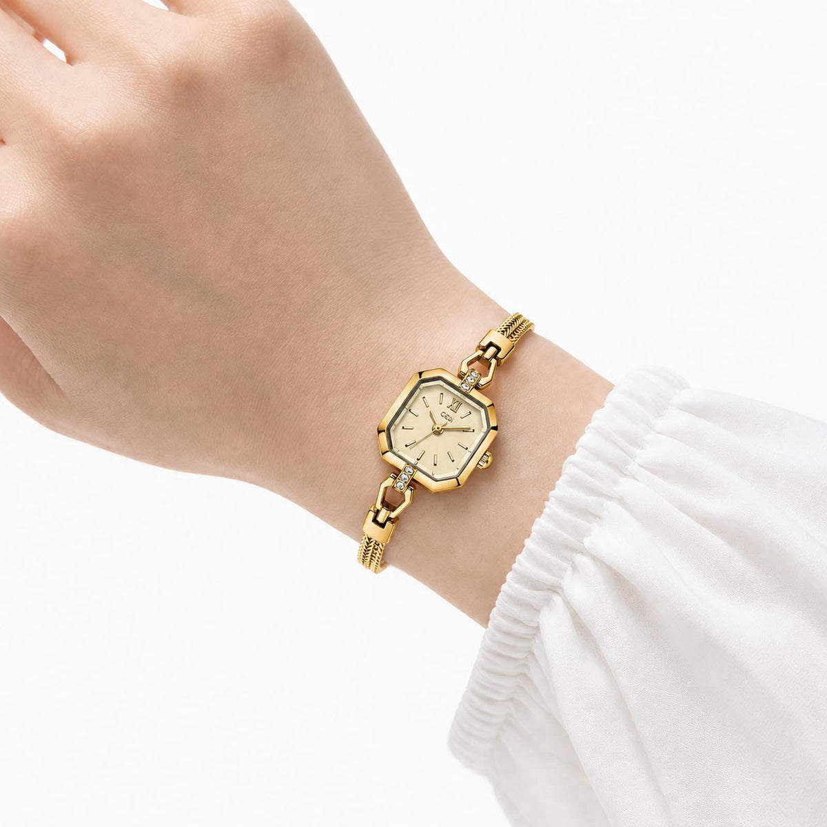 FANMIS Vintage Alloy Square Bracelet Watch Diamond Small Gold Watch Modern Minimalist Design Waterproof Luxury Dress Bra