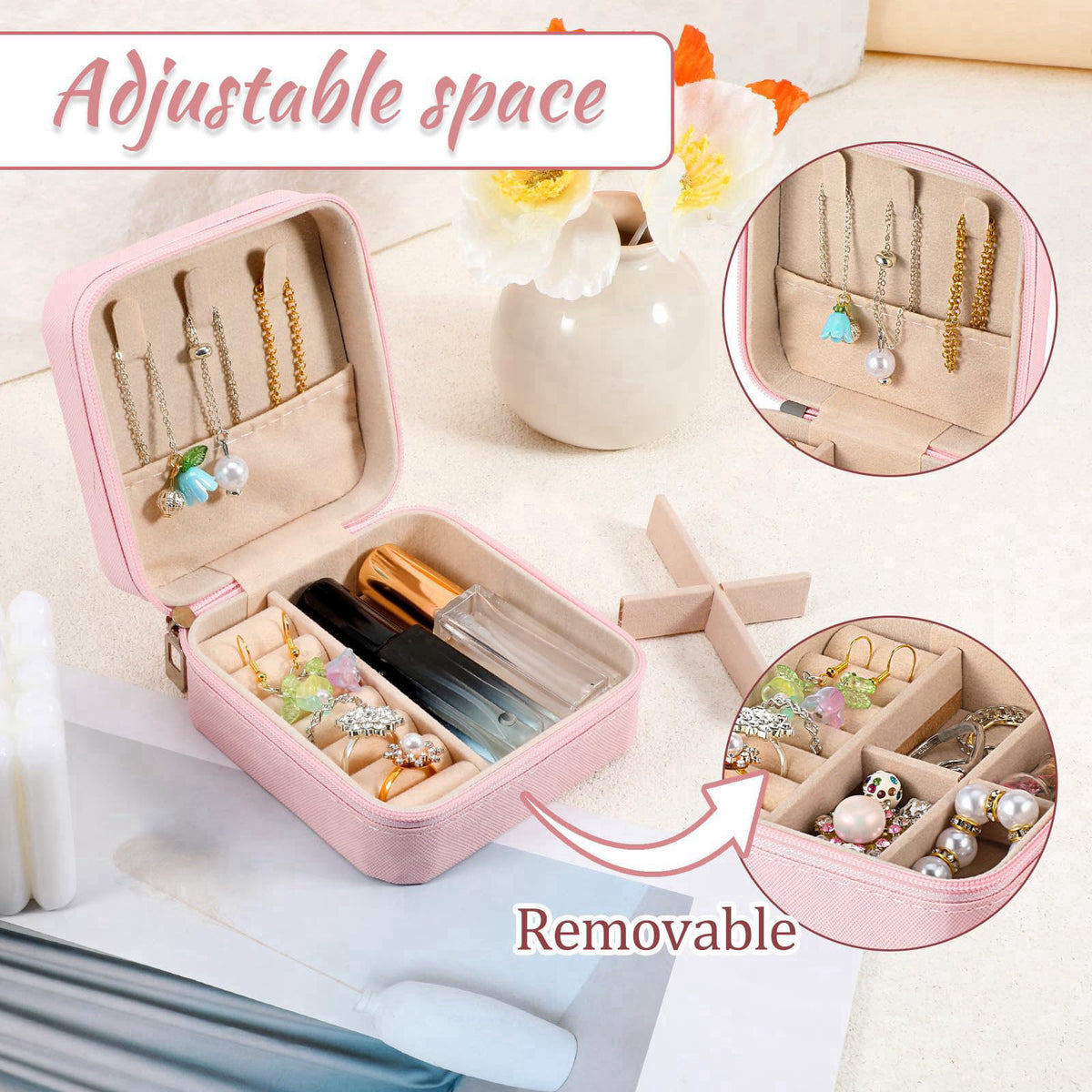 SHENLIU 12 Pcs Mini Pink Travel Jewelry Case Bridesmaid Proposal Gift Boxes – full view